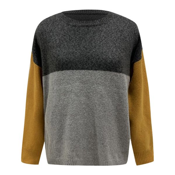 

2021 new autumn/american winter crew jumper switching big size around neck leisure striped woman's sweater f483, White;black