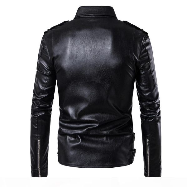 

wholesale- markyi fashion mens faux fur coats slim fit long sleeve motorcycle leather jacket for men eu size 5xl imported jackets, Black