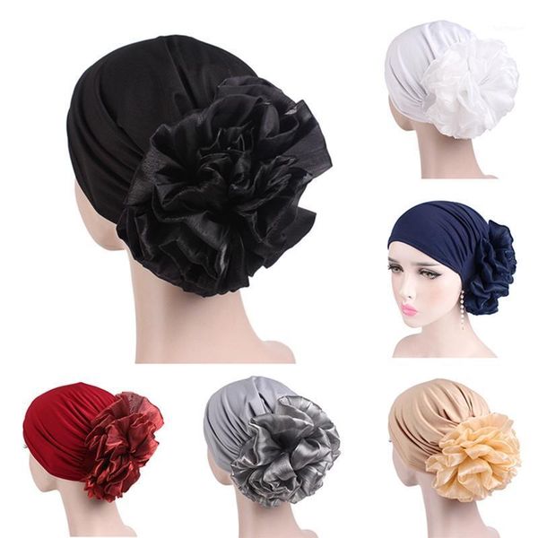 

hats for women muslim pleated flower cancer chemo hat beanie scarf turban head wrap cap women's hats bonnet femme1, Blue;gray