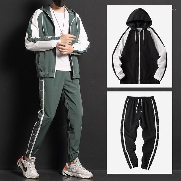 

men's tracksuits men's fashion 2021 men hip hop sweat suit male patchwork sporting clothes sweatshirts sweatpants track sets1, Gray