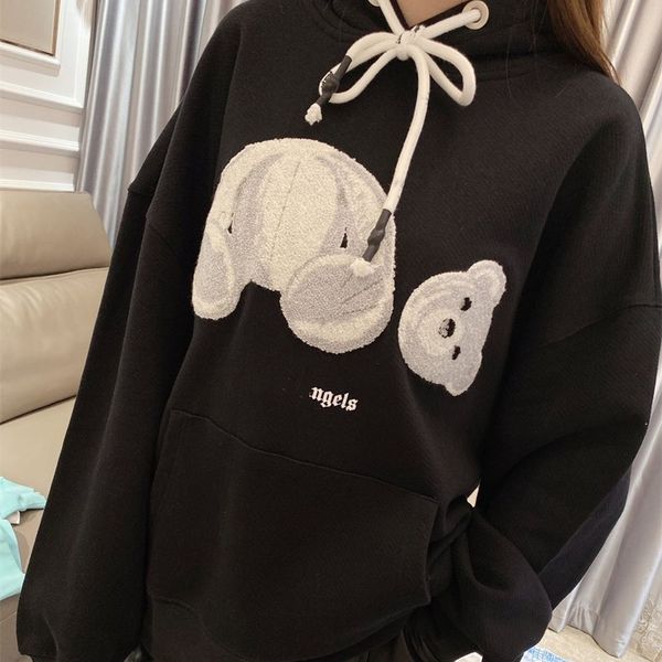 

palm bear hoodie for lovers, Black
