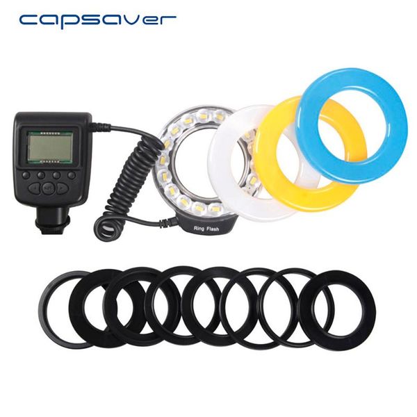 

flashes capsaver rf-600e led macro ring flash light for minolta camera speedlite 18pcs smd video with adapter rings