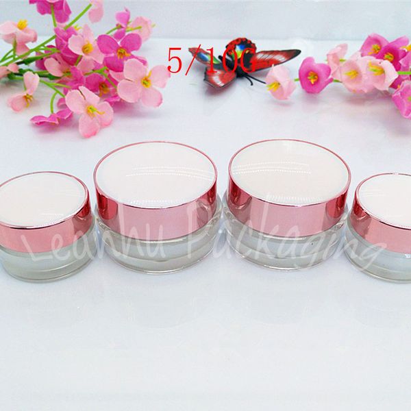 5G 10G Pink Cream Plastic Jar, Pequeno Pó Cosmético Container For Beauty pacote vazio (30 PC / Lot)