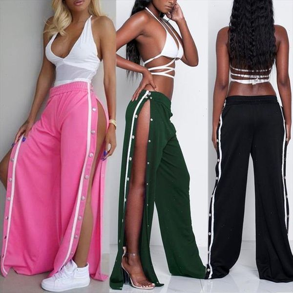 

fashion women loose stretch jag rivet high waist wide leg pants long open trousers multi color plus size pantalon leggings new, Black;white