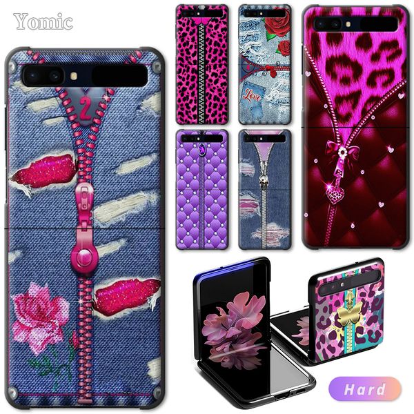 

zipper печати футляр samsung z флип 6,7" black shell бампер для galaxy zflip pc мобильный телефон обложка protect coque