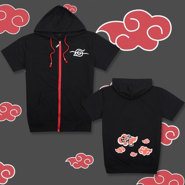 

ktvgt anime clothing naruto xiaohongyun cartoon sleeve short hooded thin summer short anime clothing naruto xiaohongyun hoode sleeve zipper, Black