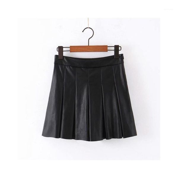 

solid black girl faux leather short skirt 2019 autumn-winter casual stylish women's skirt chic a-line zipper female mini shorts1, White;black