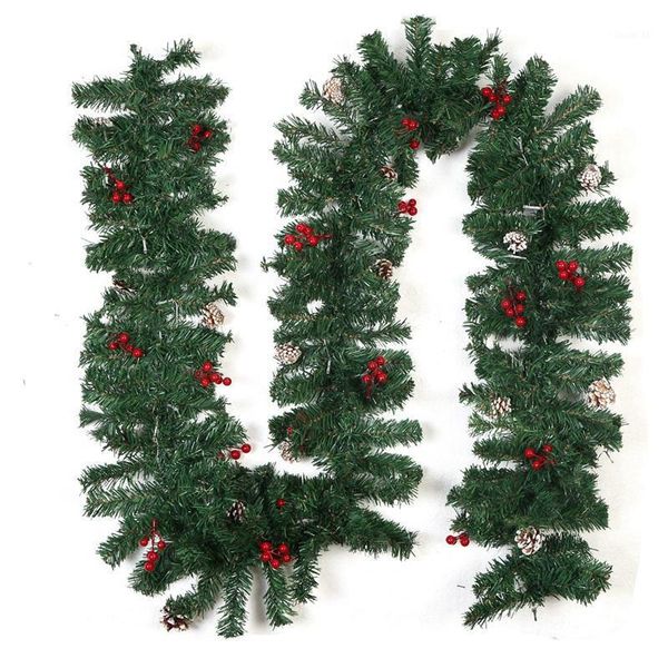 

christmas garland wreath with light xmas home party christmas decoration pine tree rattan hanging ornament for kids 2.7m1