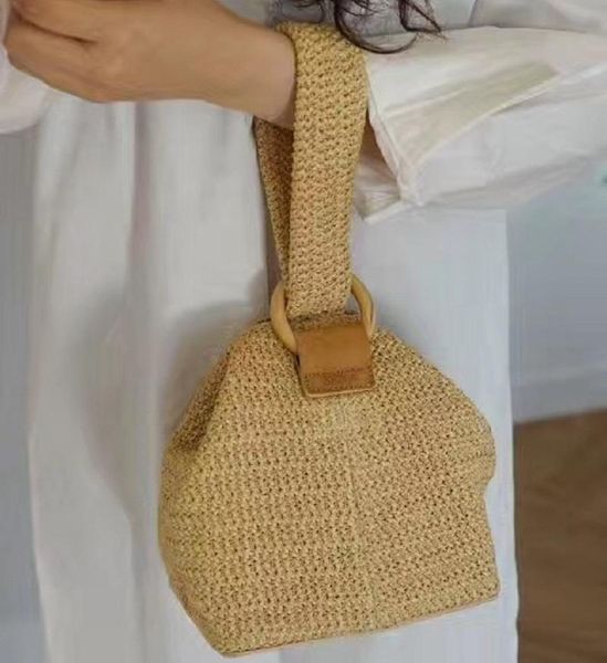 

beach bag round summer straw bags circular buckle lovely woven basket small square bag