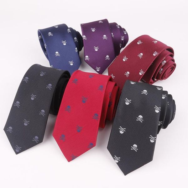 

new 6cm halloween skull ties for men's narrow necktie texture wedding party neck ties gravata accessory gift1, Blue;purple