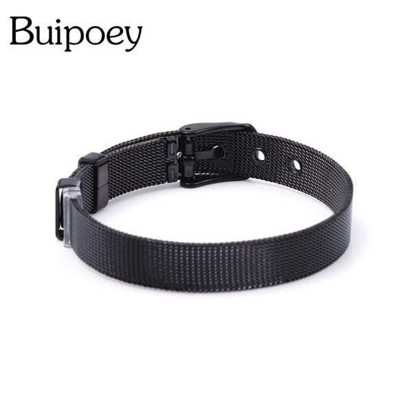 

buipoey 10mm stainless steel black mesh belt bracelets fit original charm strap bangle for man jewelry accessories, Golden;silver