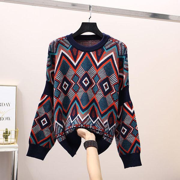 

round neck pullover sweater female net red lazy wind loose sweater 2021 autumn winter women's clothing long-sleeved girl, White;black