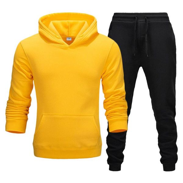 

2020 new fashion tracksuit men's running shoes sportswear two pieces thick wool cotton hoodie + pants male sports suit hot, Black;blue