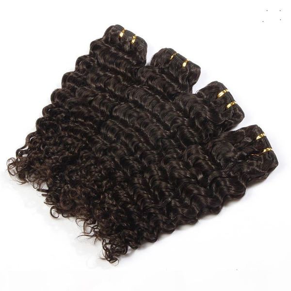 

darker brown color deep wave brazilian hair weave bundles 10-30 inchs double weft remy hair extensions 100% human hair weave, Black