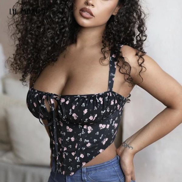 

2020 new designer spaghetti straps lace floral blouse camisole ladies fashion nightclub party crop, White