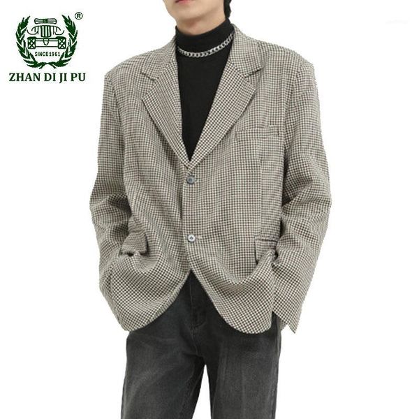 

check blazers men retro korean style casual fashion suits men new oversized streetwear trend wild jackets male blazer masculino1, White;black