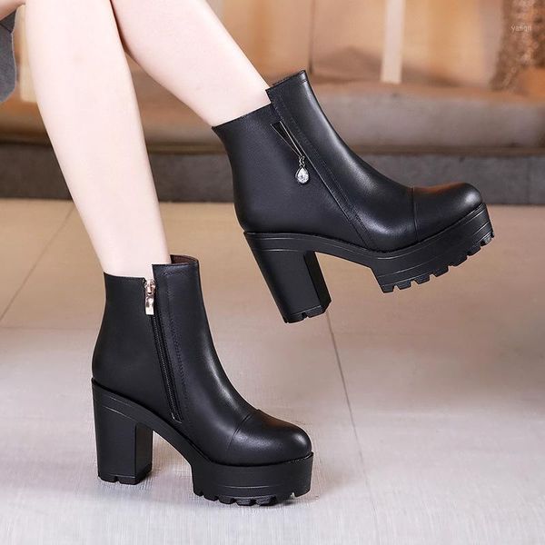 

boots 2021 platform autumn and winter thick with waterproof high-heeled sponge cake 40-43 yards bare1, Black