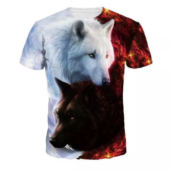 

lovers wolf printed t shirts men 3d t shirts drop ship tee short sleeve camiseta round neck shirt fashion casual brand, White;black