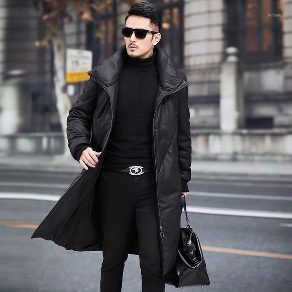 

genuine leather jacket winter jacket men long duck down men sheepskin coat warm jackets plus size erkek mont 68d818781, Black