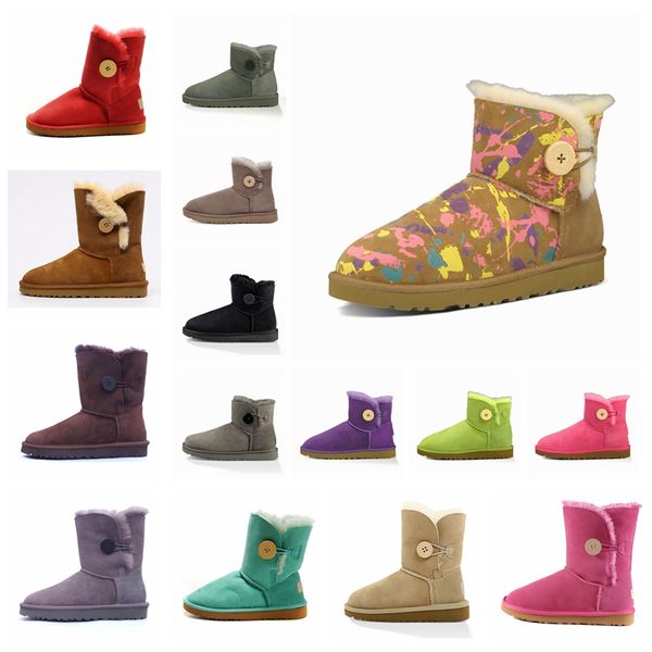 

2021 australian snow boots women's waterproof fur classic short boots thickening warm couple shoes winteruggs d5t0#, Black