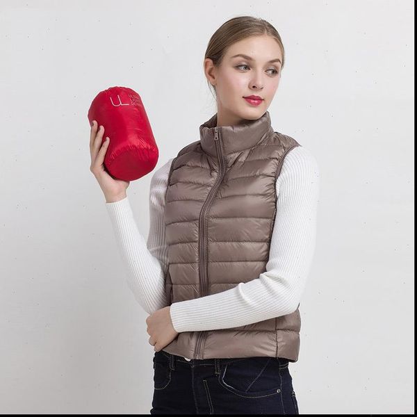 

women vests 2021 new winter ultra light white duck down vest female slim sleeveless jacket womens windproof warm waistcoat, Black;white