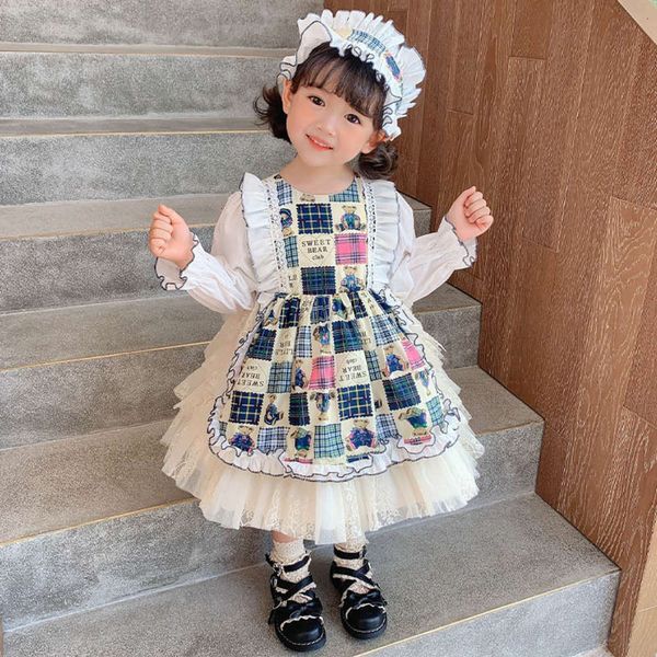 

new girls' korean plaid children's spring drs foreign sle 2021 girl lolita princs skirt, Red;yellow