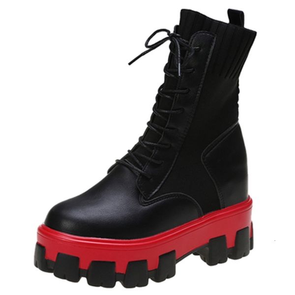 

autumn 2021 new fashions leather high lace-up western punk fight women's shoes goth boots o8sw, Black