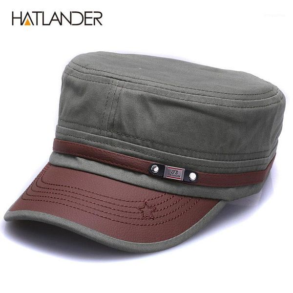 

[hatlander]new fashion cotton hats for men women adjustable flat army caps naval vintage solid visor sun hat gorras1, Blue;gray