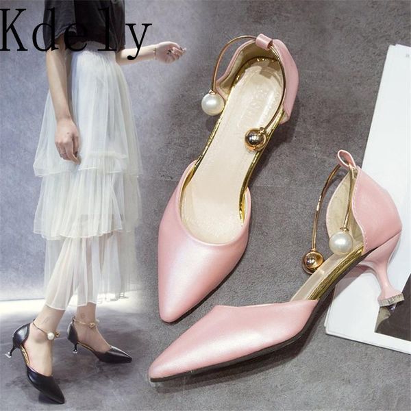 

new korean version of the wild pu pointed high heels word buckle single shoes comfortable trend high heels, Black