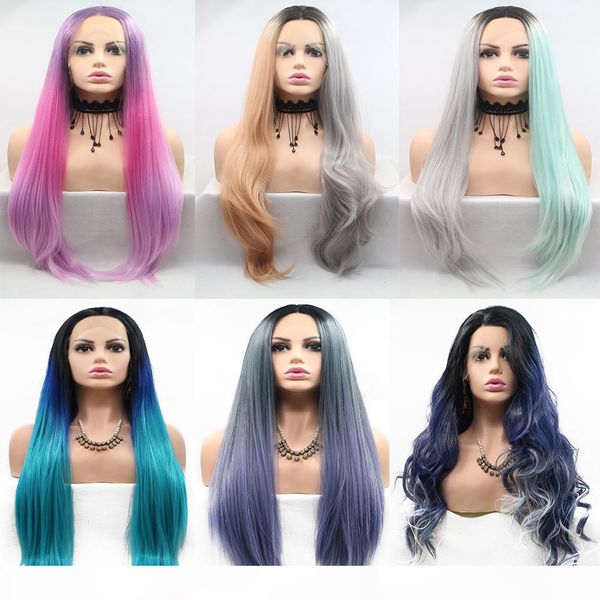 

cosplay synthetic colored wigs natural hairline fashionable natural long body wave wig different colors fiber different length, Black