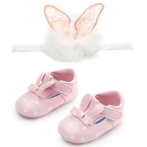 

first walkers cute baby 0-12m booties princess girls infant prewalkers + headband 2pc kids shoes set1