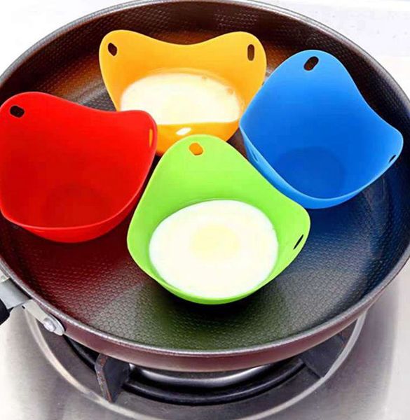 Molde de silicone Egg Poacher Copa bandeja de ovos Tigela Anéis Fogão Boiler Cozinha Cozinhar Ferramentas 4 CORES KKA8121