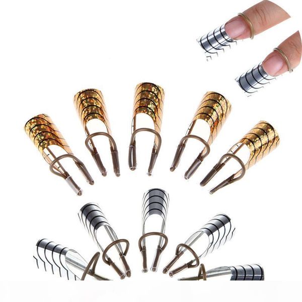 

5pcs nail art c curve extension guide tips french foil acrylic polish gel uv design form reusable metal mold manicure tool