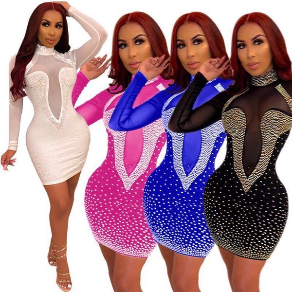 

h3281 drill gauze night for woman 4 color club dresses