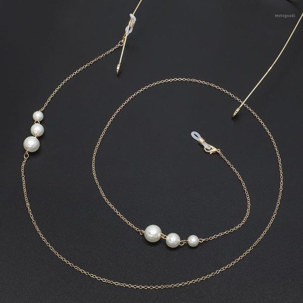 

sunglasses frames gold metal eyeglasses chain imitation pearl beads charm eyewear neck strap glasses cord rope1, Silver