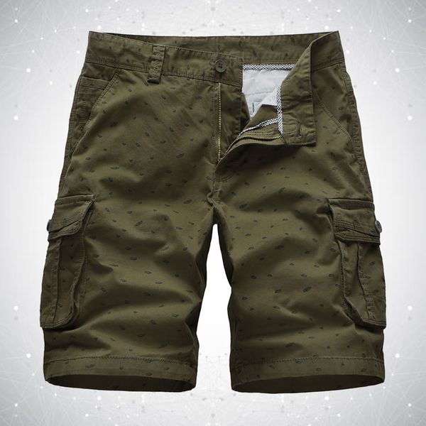

men shorts cotton summer casual shorts men work wear daily outwear safari style multi-pockets dot pattern cargo shorts 2020 1027, White;black
