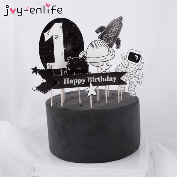 

10pcs series astronaut rocket cake flags dessert decoration birthday party outer space galaxy theme cupcake er