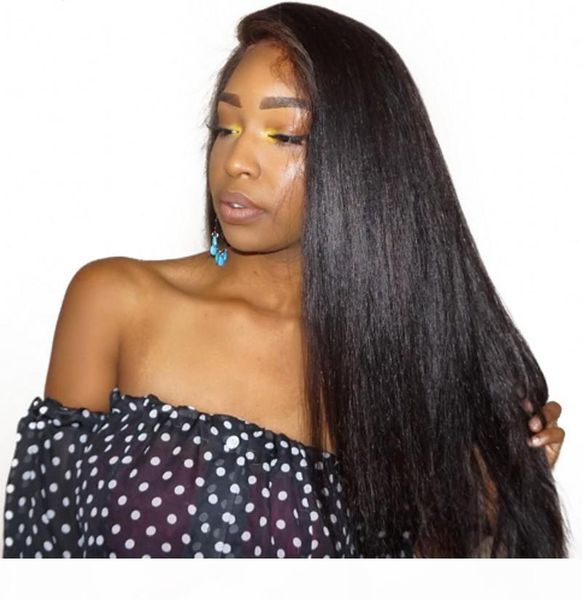 

lace front wigs natural straight with baby hair unprocessed mongolian long full lace human hair wigs natural hairline, Black;brown