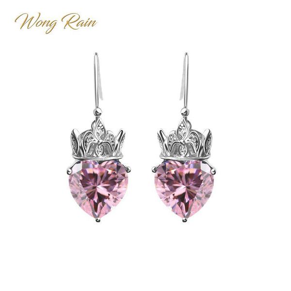 

dangle & chandelier wong rain 925 sterling silver heart sapphire ruby gemstone long drop hook wedding engagement party earrings wholesale