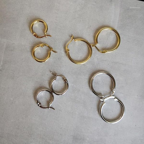 

real 18k yellow gold plain round tiny hoop earrings solid 925 sterling silver hoops gold latch back hoop1, Golden;silver