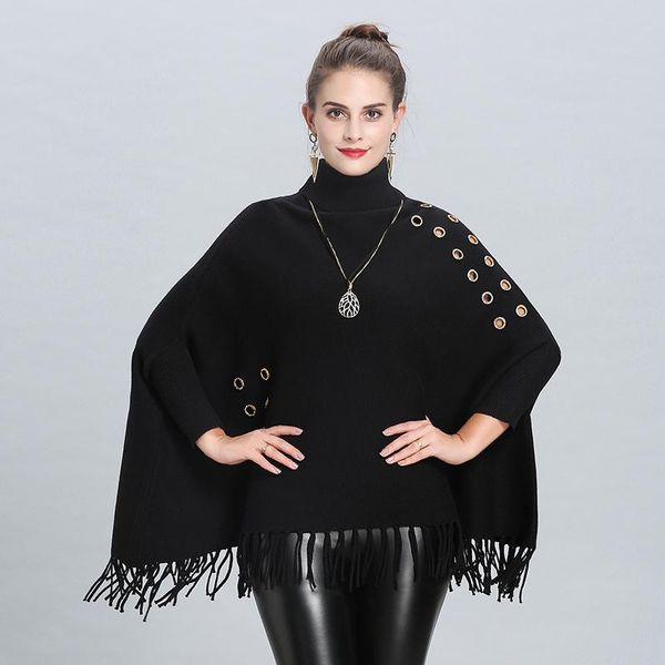 

2018 new fashion winter warm poncho for women ladies thicken hollow soft solid shawls and wraps high neckline long tassel wmtkab bdesybag, Blue;gray