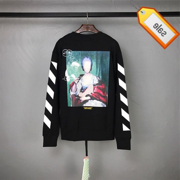 

crew off style white mariana neck couple hip hop faceless women's print trendy loose, Black