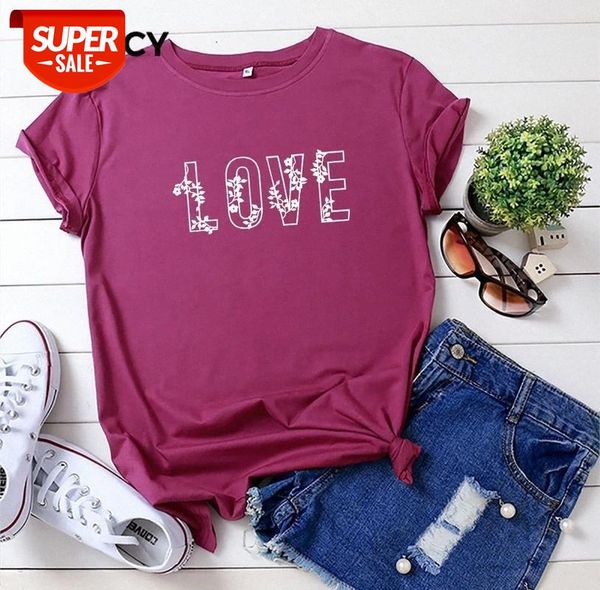 

jfuncy plus size women summer cotton t shirt short sleeve love printed t-shirt woman shirts loose tee female tshirts #fm1g, White
