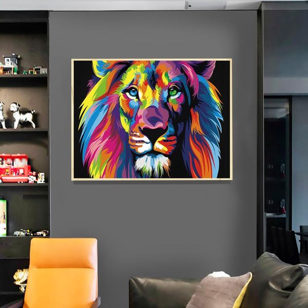

frameless colorful animal abstract oil canvas wall art picture for home decor modern diy digital painting by numbers
