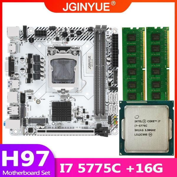 

jginyue h97 motherboard lga 1150 set kit with intel 5775c processor and ddr3 16gb(2*8gb) deskmemory h97i-plus