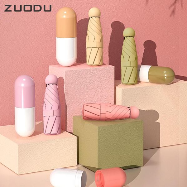 

zuodu карманный мини женщины зонтик uv protection ultra light ladies зонт дождь небольшой портативный capsule зонт складной подарков bbyzde