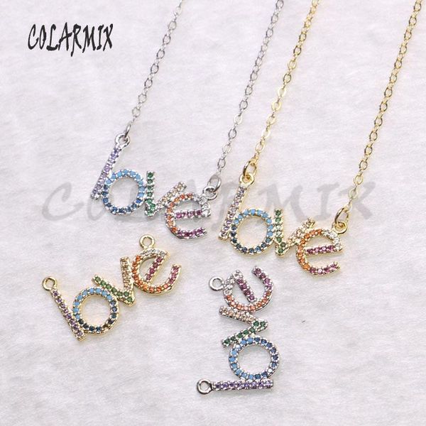 

10 strands love pendant necklace crystal letters accessories gift zircon pendant necklace for women 9292, Silver