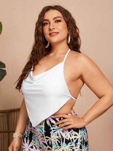 

plus hanky hem halter bikini o8dq#, Black