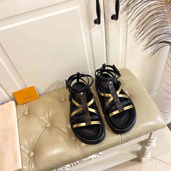 

gladiator luxury designer sandals women black summer causal shoes comfortable genuine leather buckle platform sandal size 35-41