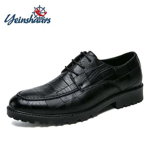 

yeinshaars men plus size black dress shoes british designer leather men brogue elegant shoes comfort pointed toe wedding flats